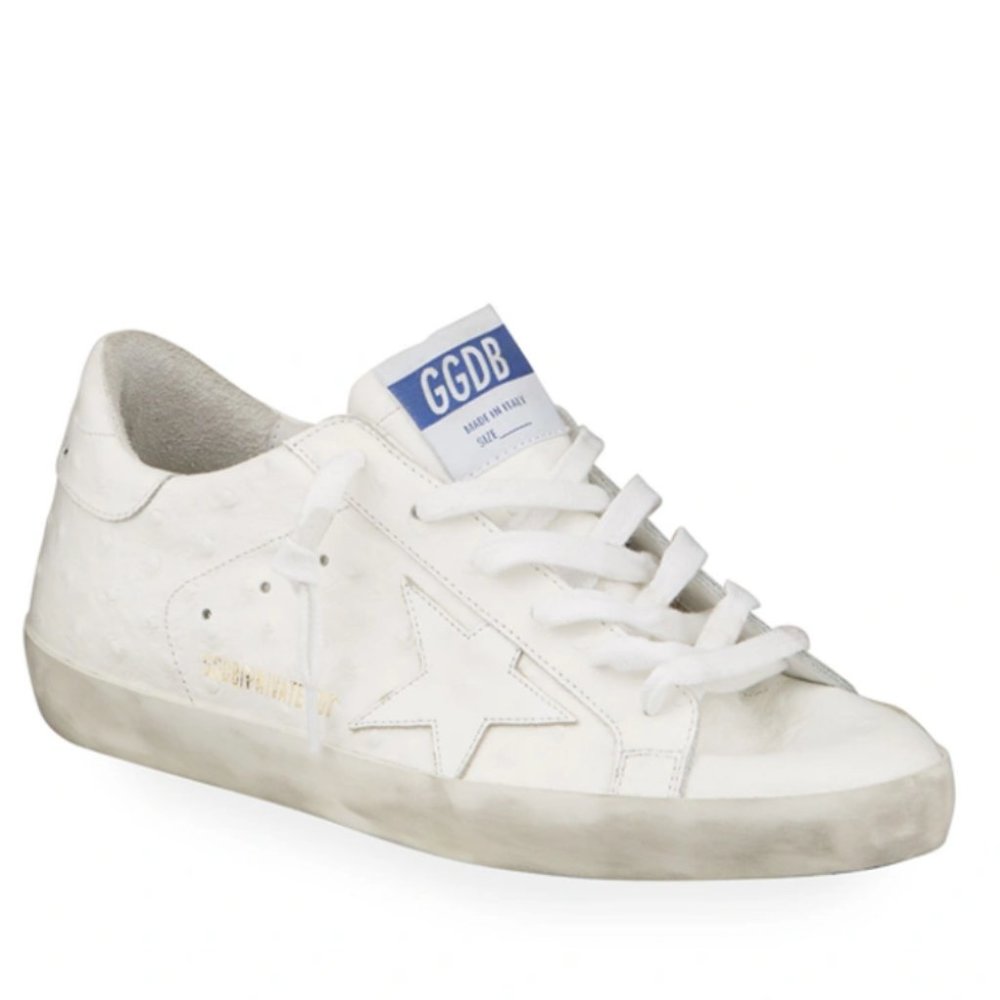 Golden Goose Superstar Ostrich-Stamped Court Sneakers